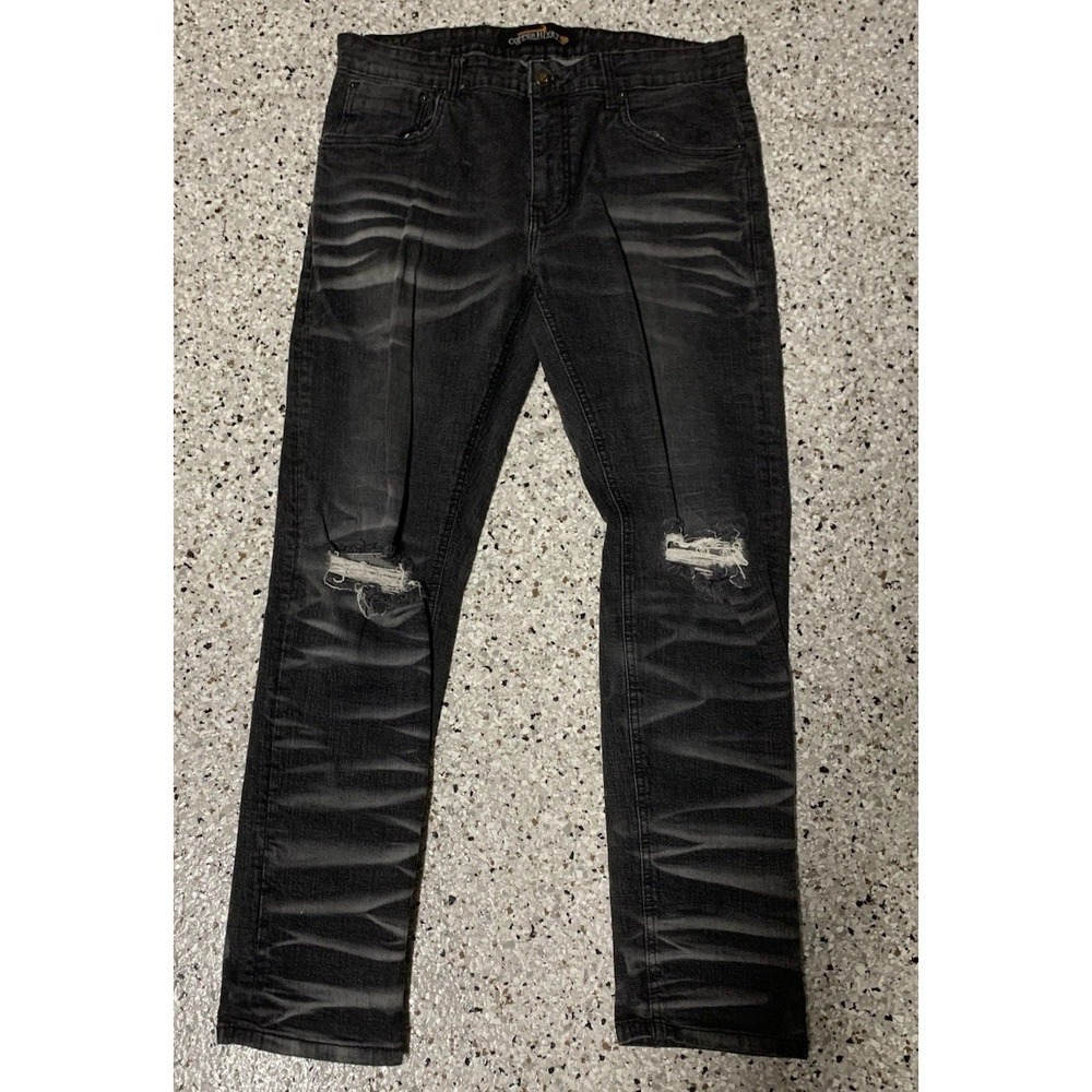 VTG Copper Rivet 90's Y2K Grunge Goth Distressed Workwear Jeans Men's 36x30